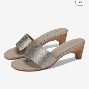 Donald Pliner Vimm Sandals Light Taupe sz 11 Stacked Heel Glittery Shimmery NWOB